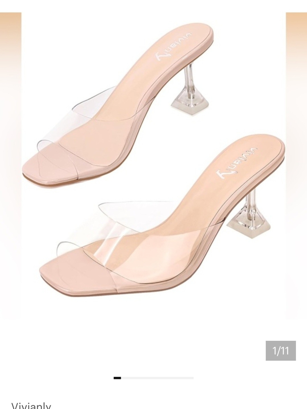 Vivianly Green Clear Lucite Heel Slide Sandals - Green - Picture 10 of 12